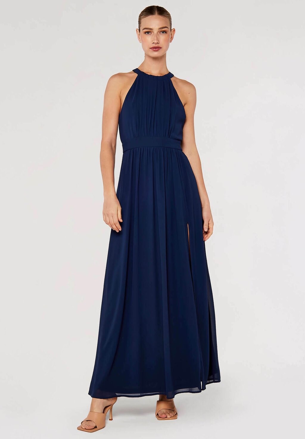 

Длинное платье Halter Neck Split Apricot, цвет navy