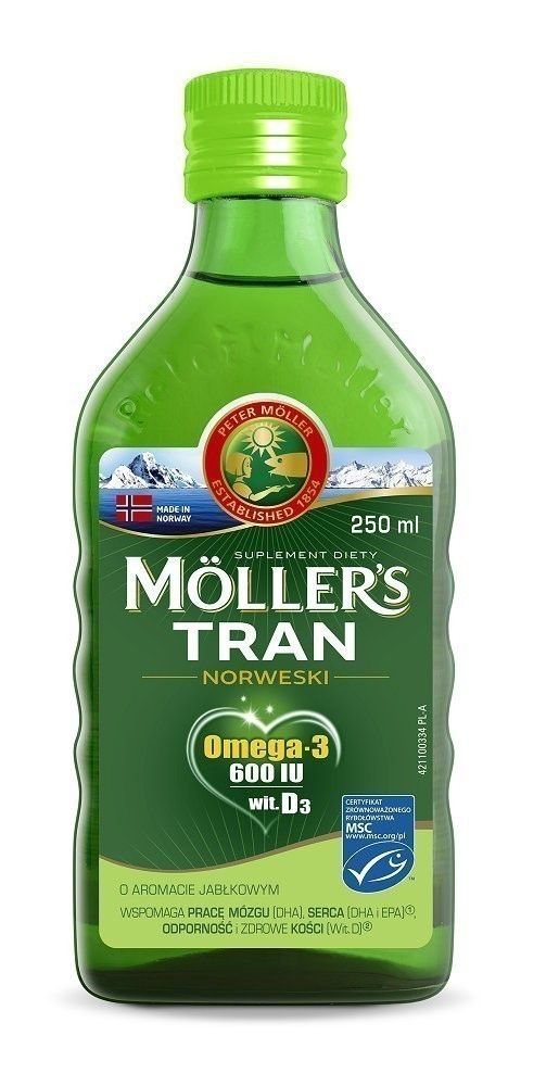 Mollers Tran Norweski Jabłkowy жидкий транс, 250 ml