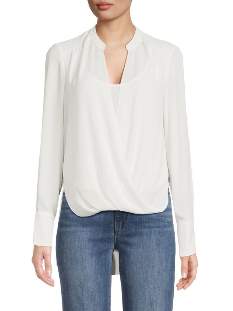 

Блузка Jaclyn Surplice с высоким низким вырезом Bcbgmaxazria, цвет Alabaster