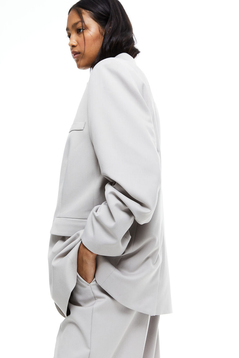 Однобортный пиджак H&M, серый пиджак однобортный размер 64 серый