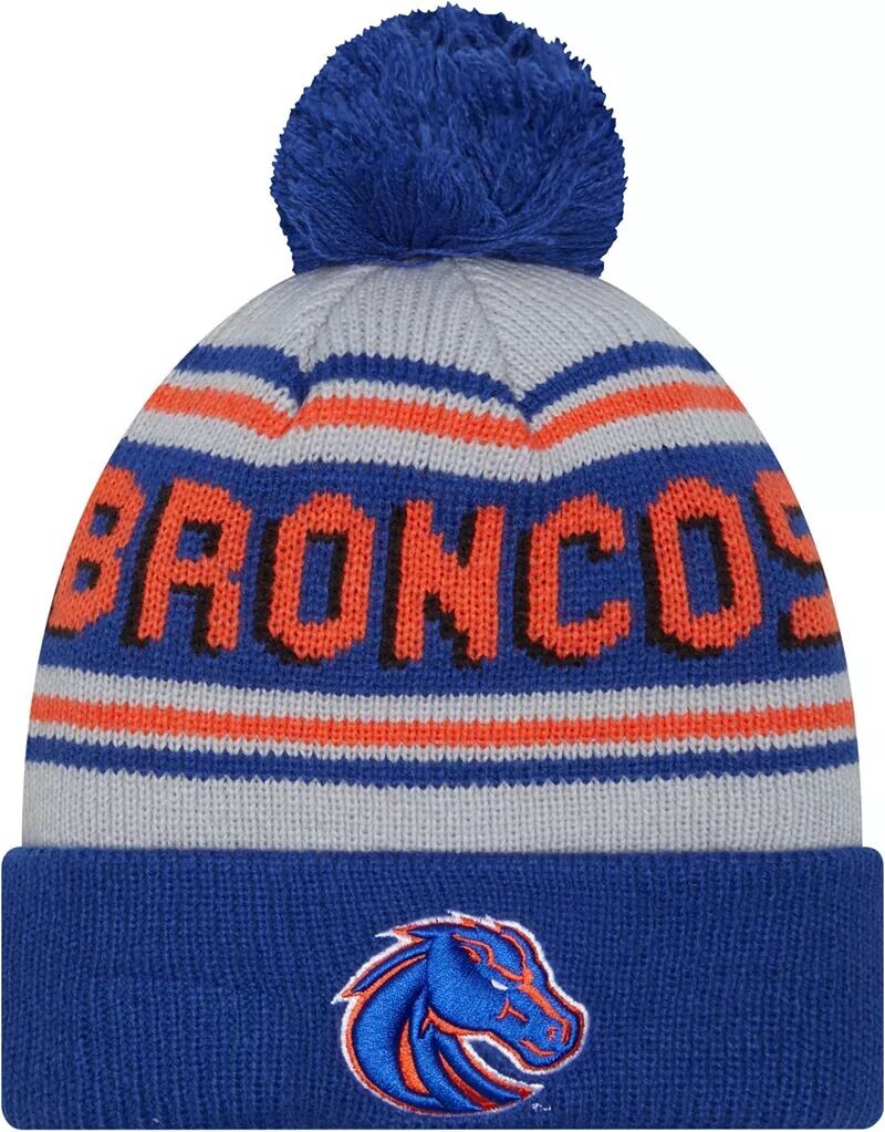 

Мужская шапка-бини New Era Boise State Broncos с синими помпонами и надписью