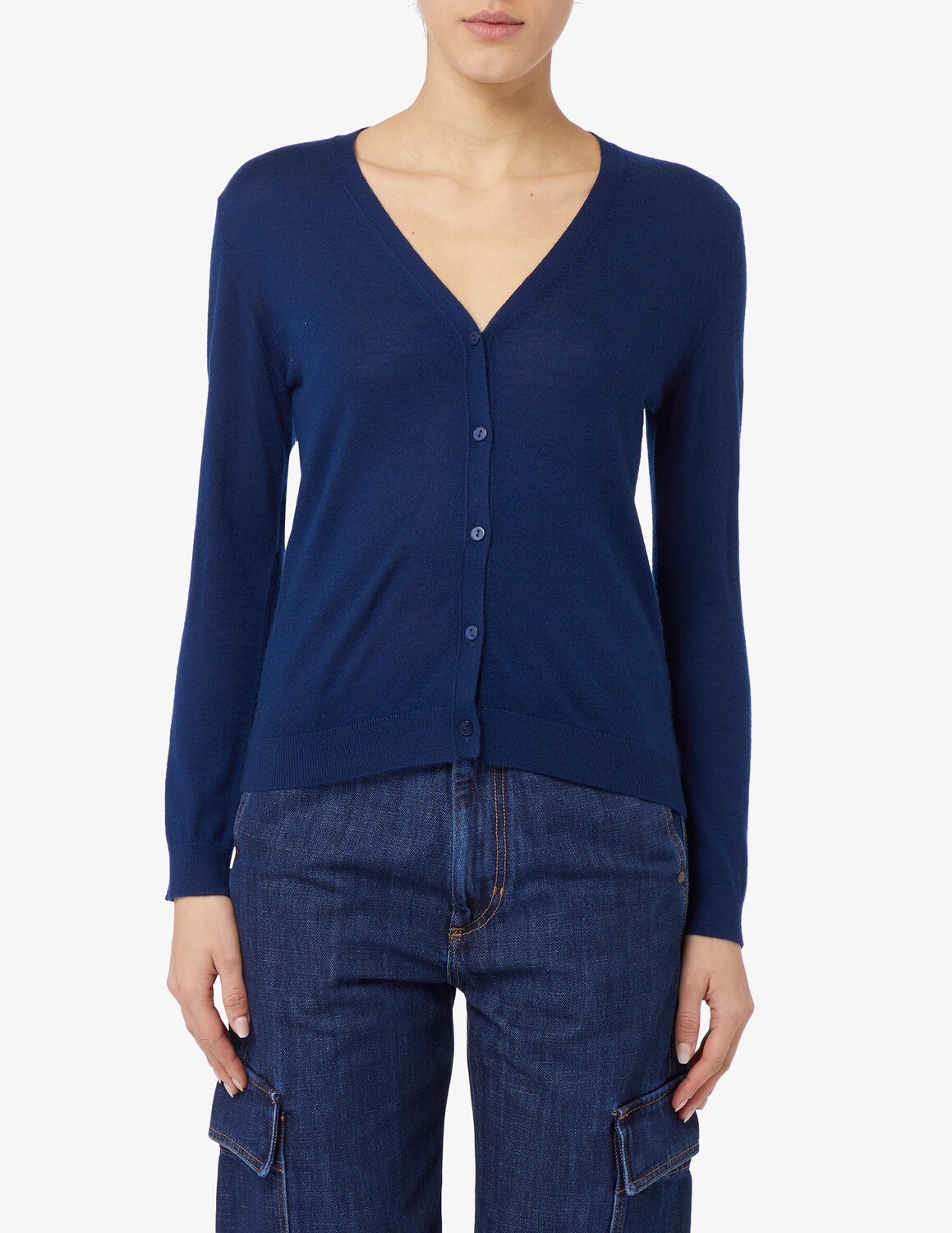 

Кардиган с длинными рукавами и v-образным вырезом Pure Cashmere, синий
