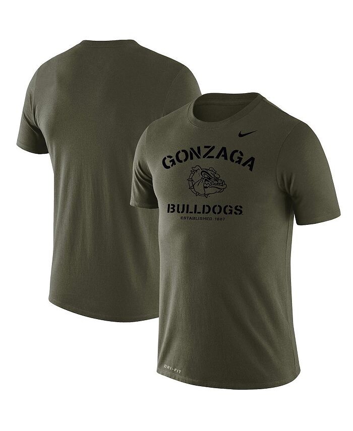 

Мужская оливковая футболка Gonzaga Bulldogs Stencil Arch Performance Nike, зеленый