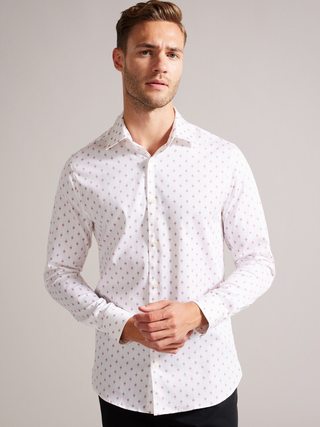 

Рубашка с длинным рукавом с геопринтом Ted Baker Ardea, белая