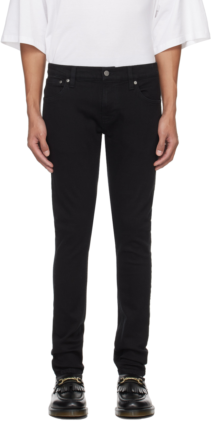 цена Черные узкие махровые джинсы Nudie Jeans, цвет Everblack