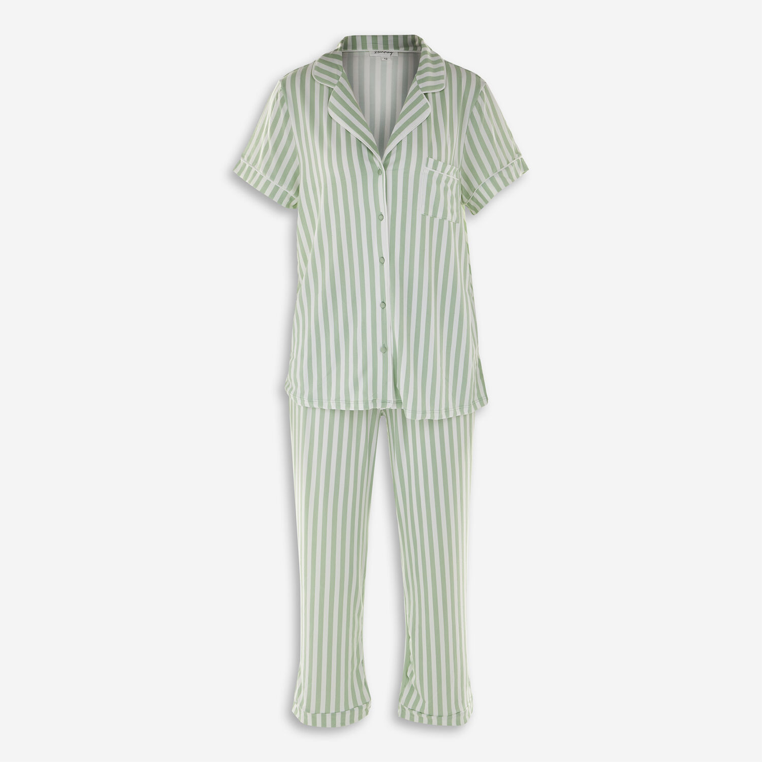 Пижамный комплект из двух предметов в бело-зеленую полоску & Sunday
