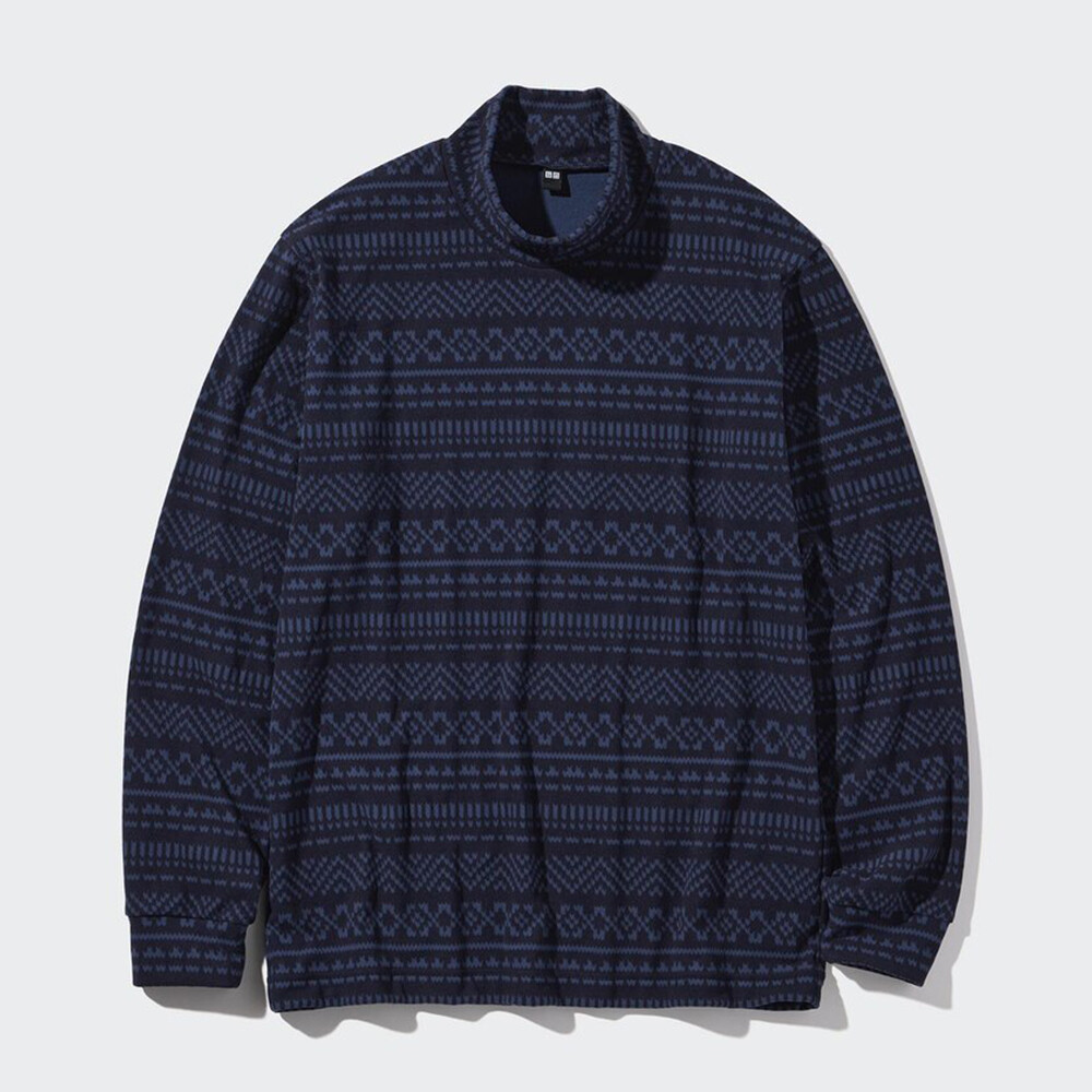 

Водолазка Uniqlo унисекс эластичная флисовая с принтом, темно-синий