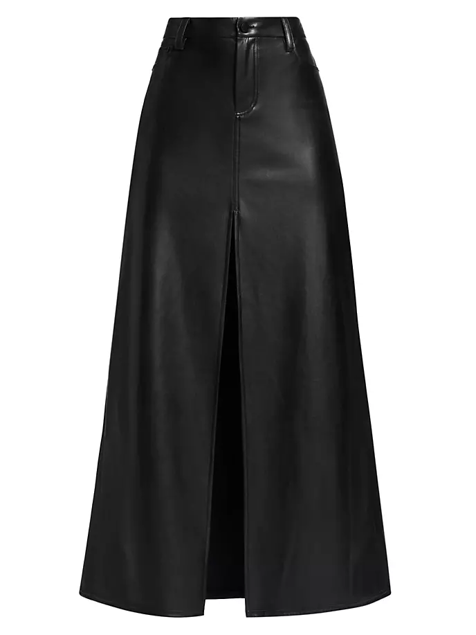 

Юбка макси из ржаной веганской кожи Alice + Olivia, черный