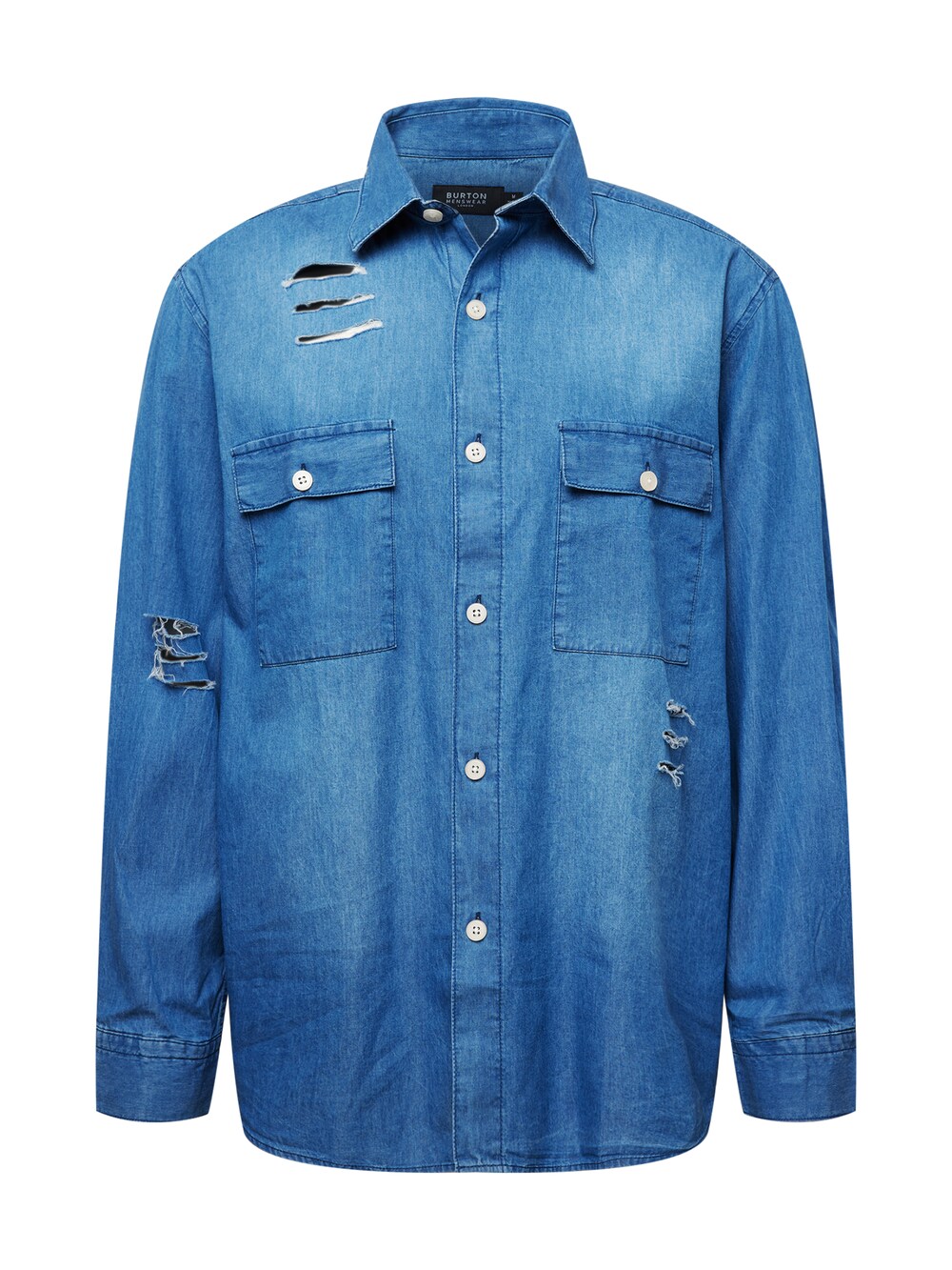 Рубашка на пуговицах стандартного кроя BURTON MENSWEAR LONDON, синий