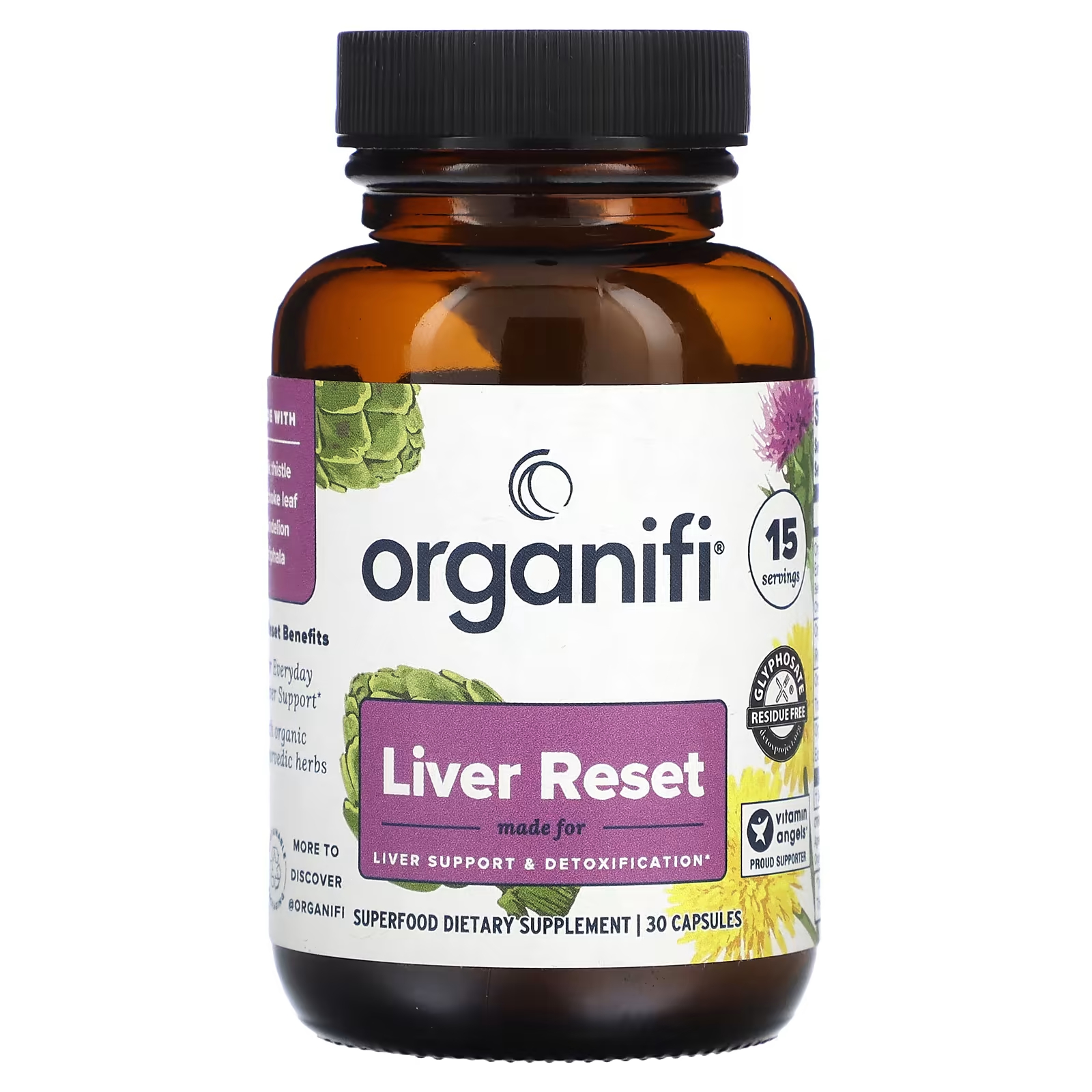 Комплексное средство Organifi Liver Reset для печени, 30 капсул комплекс для печени liver support 60 капсул