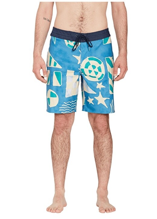 

Синий мужской купальник с короткими шортами Volcom