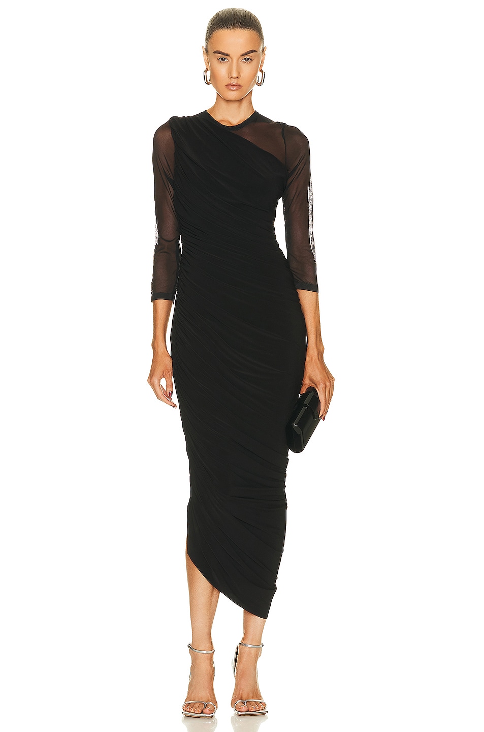 Платье Norma Kamali Long Sleeve Diana Gown, цвет Black & Black Mesh