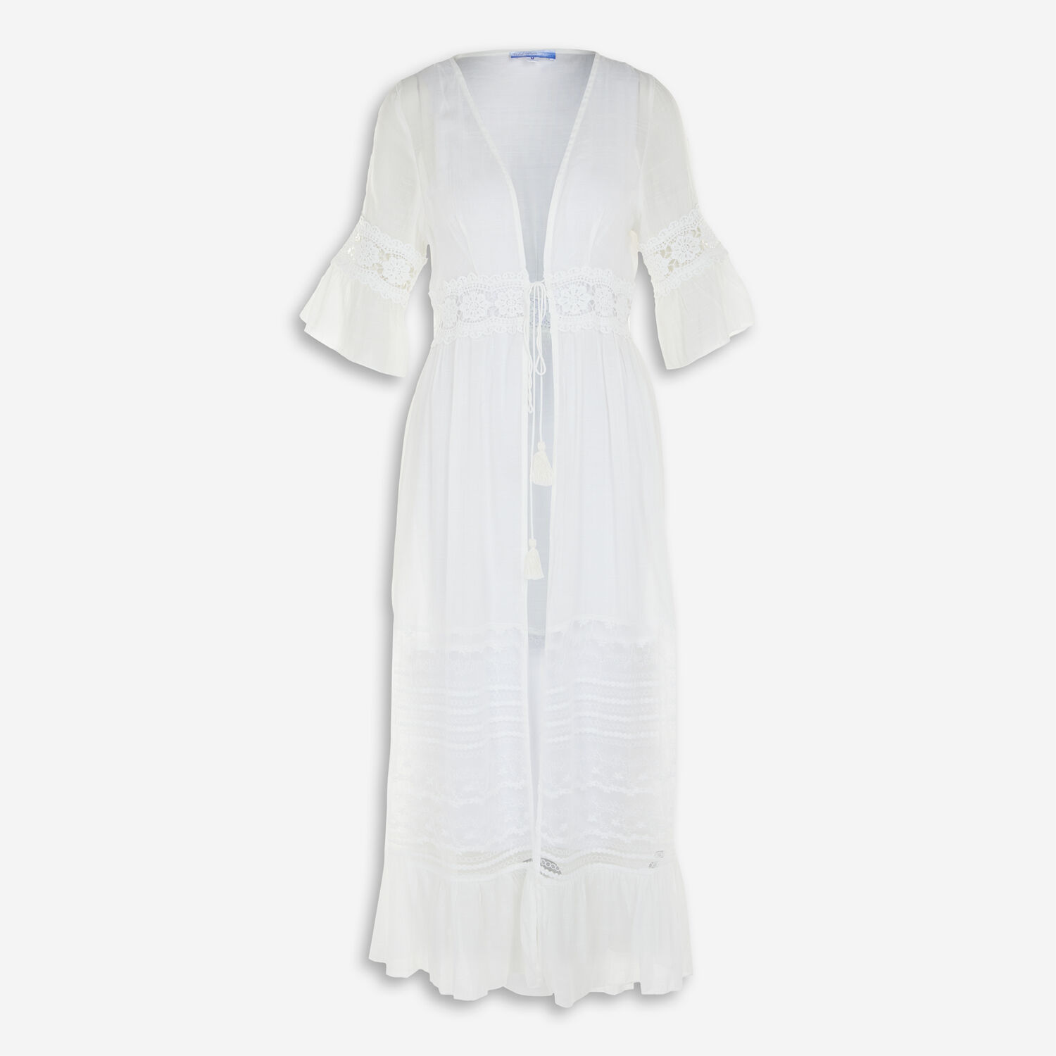 Белая длинная пляжная одежда с кружевным дизайном Tidal Wave Beachwear