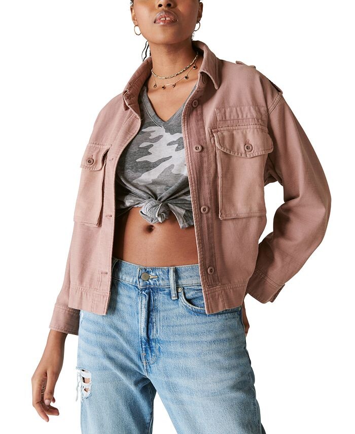 

Женская укороченная куртка из твила Lucky Brand, фиолетовый
