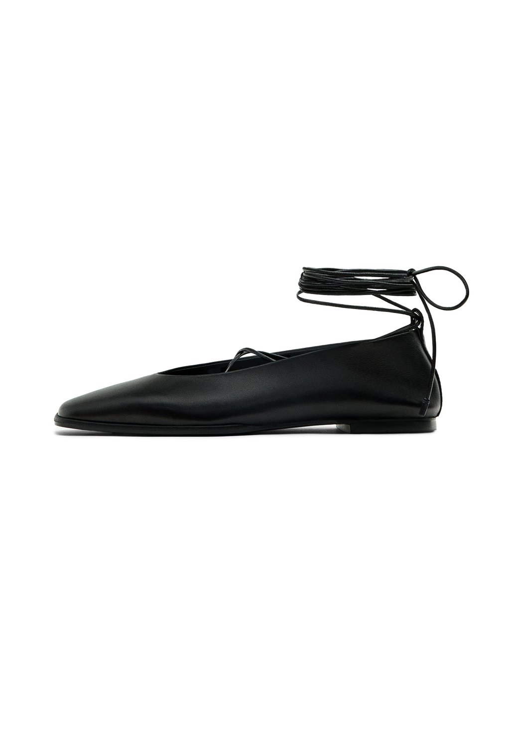 

Балетки с ремешками TIED SQUARE FLATS Massimo Dutti, цвет black