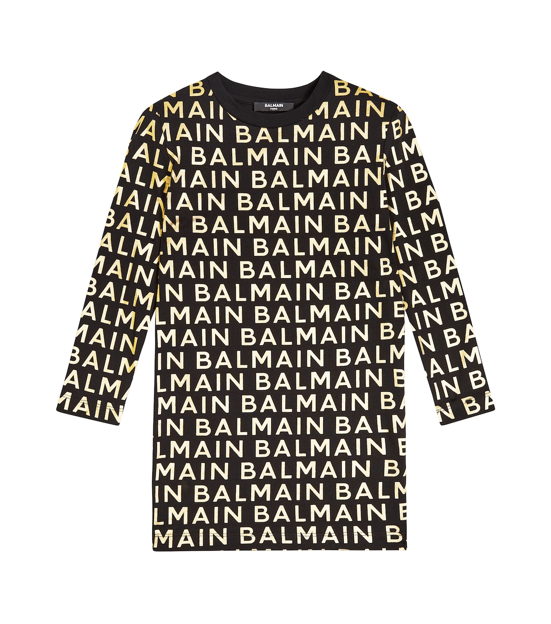 Платье из хлопка с логотипом Balmain, черный