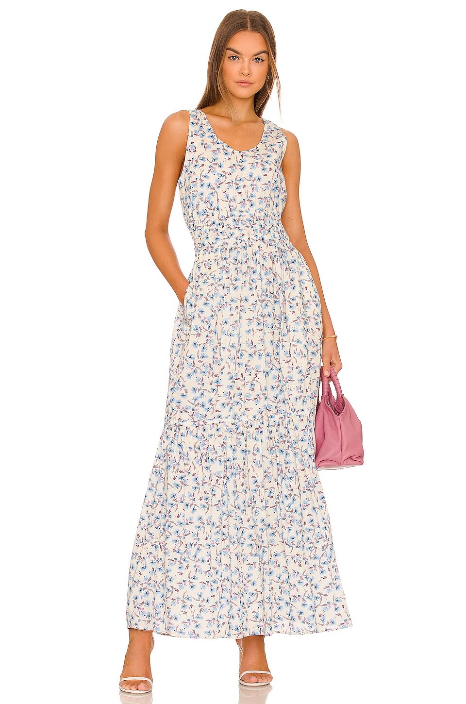 

Платье макси Something Navy Floral Tiered, цвет Cream Multi