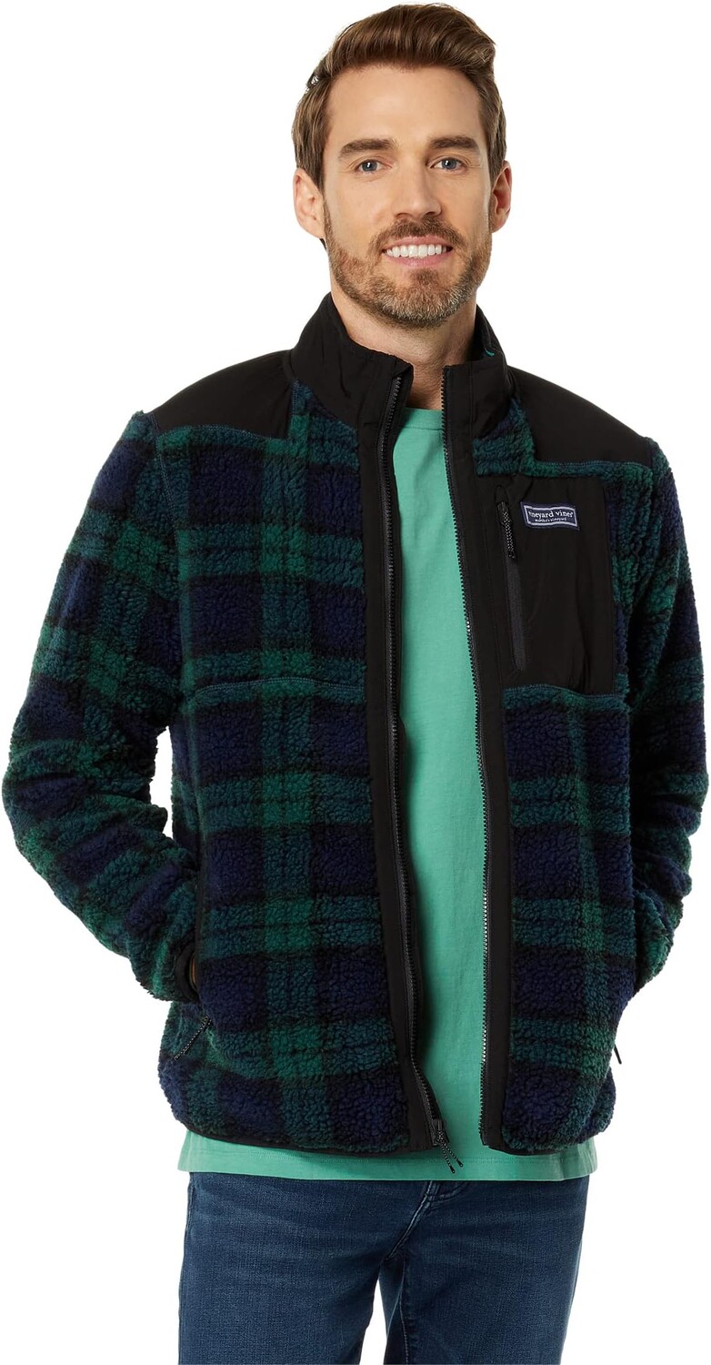 

Куртка Vineyard Vines Sherpa Supershep Full Zip, цвет Blackwatch Jacquard