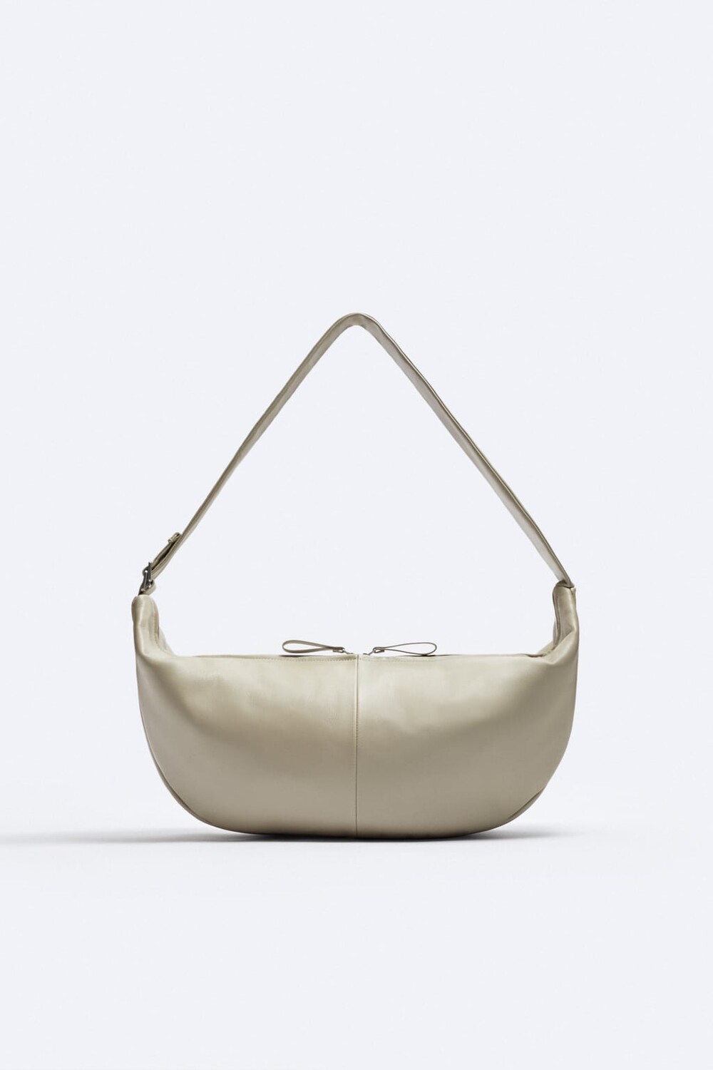 

Кожаная сумка на плече ZARA, экру