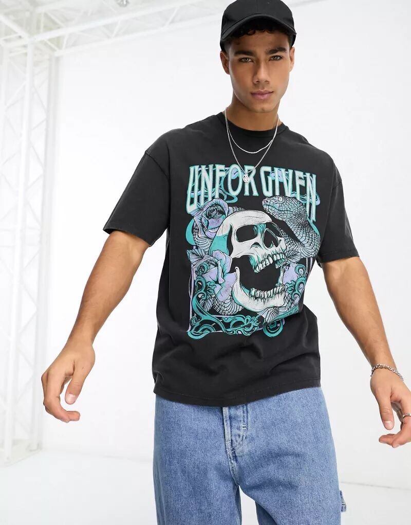 

Серая футболка оверсайз с принтом Unforgiven Jack & Jones Originals