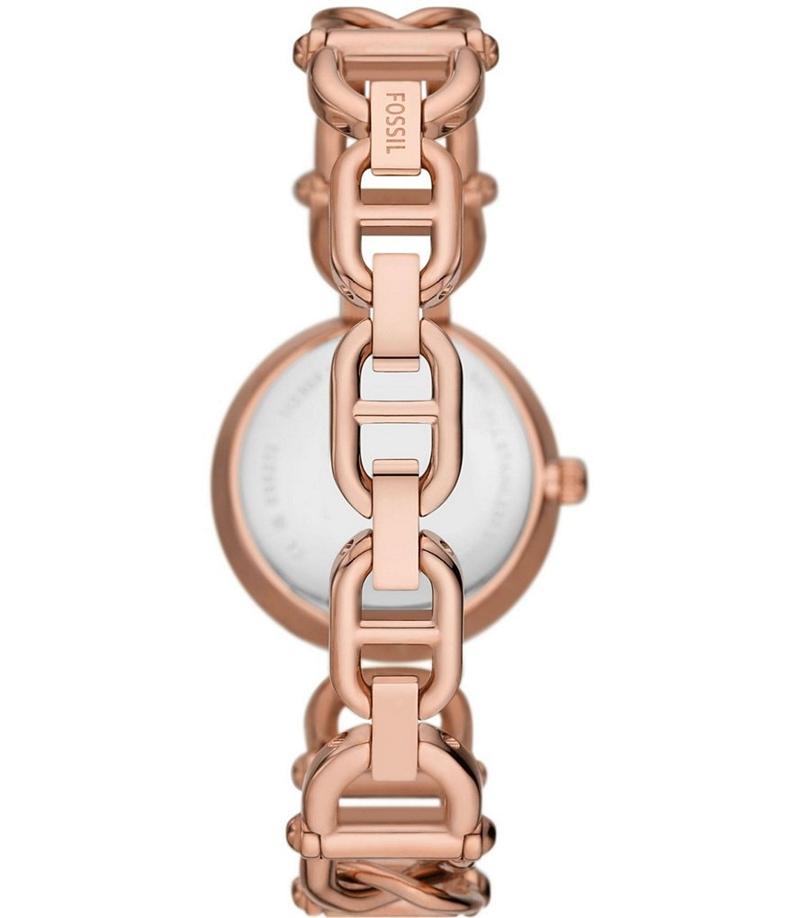 Женские часы Fossil Carlie с браслетом из нержавеющей стали с тремя стрелками, розовый цена и фото