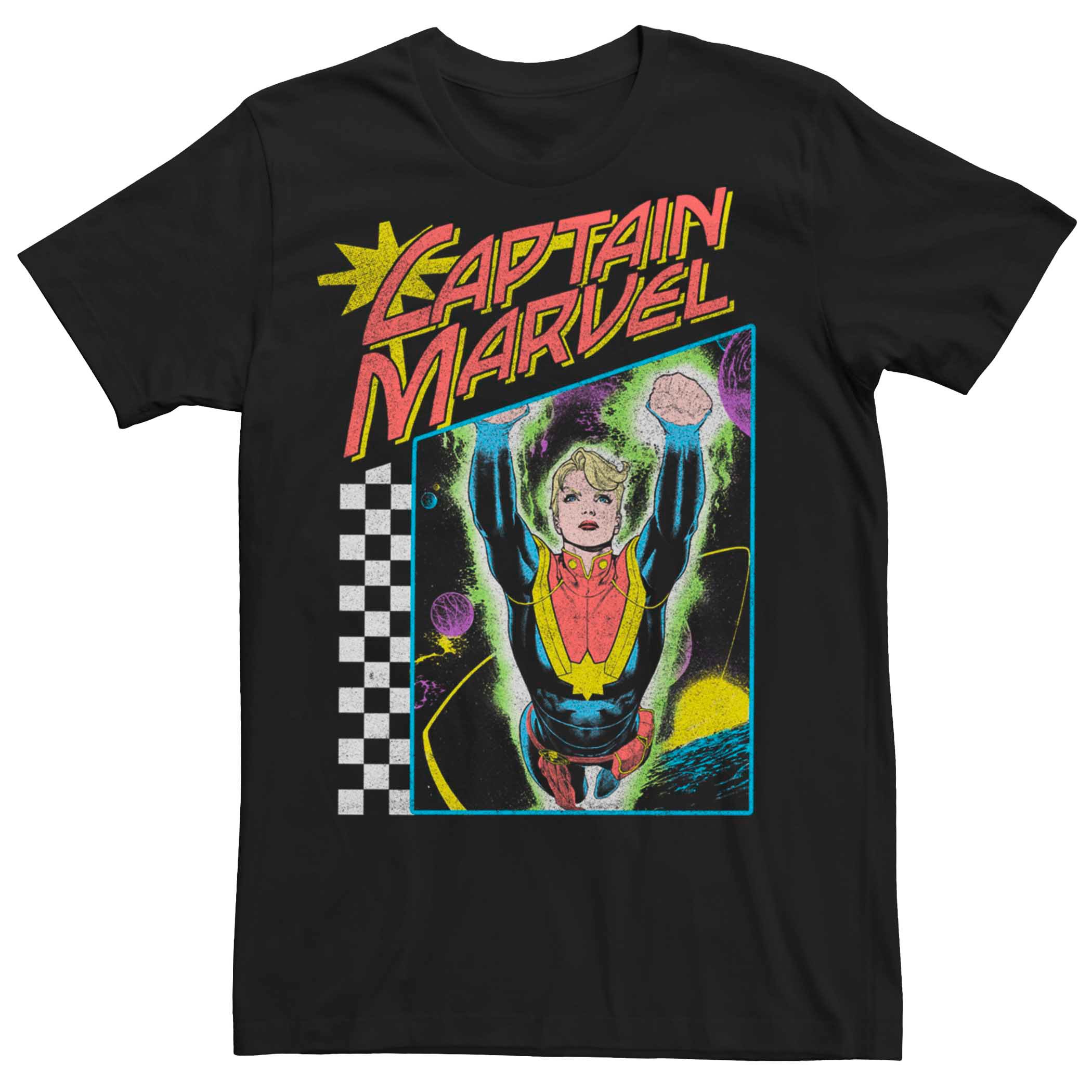 цена Мужская винтажная футболка с рисунком Капитана Марвел и потертым плакатом Licensed Character