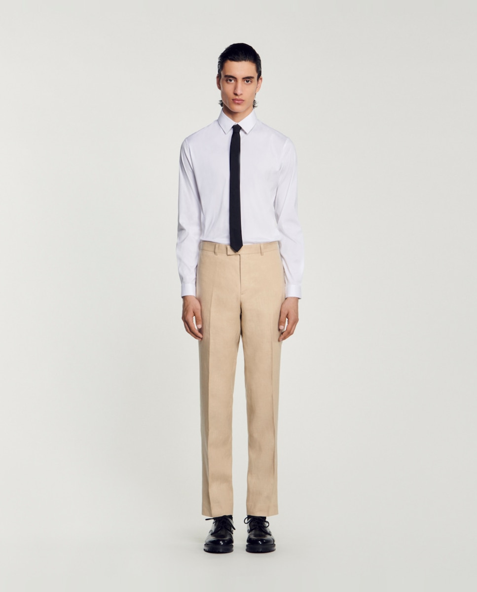 Узкие мужские бежевые классические брюки Sandro, бежевый брюки классические 42 размер