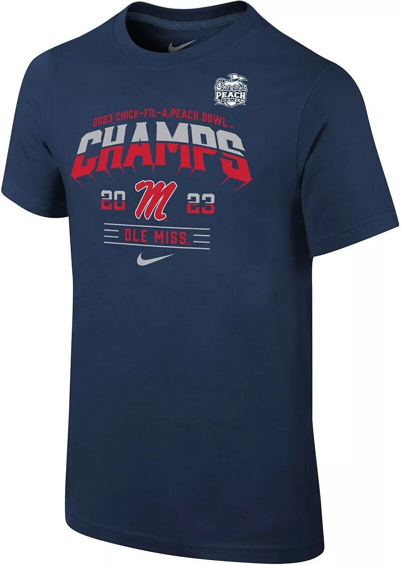 

Футболка Nike Youth 2023 Peach Bowl Champions Ole Miss Rebels в раздевалке