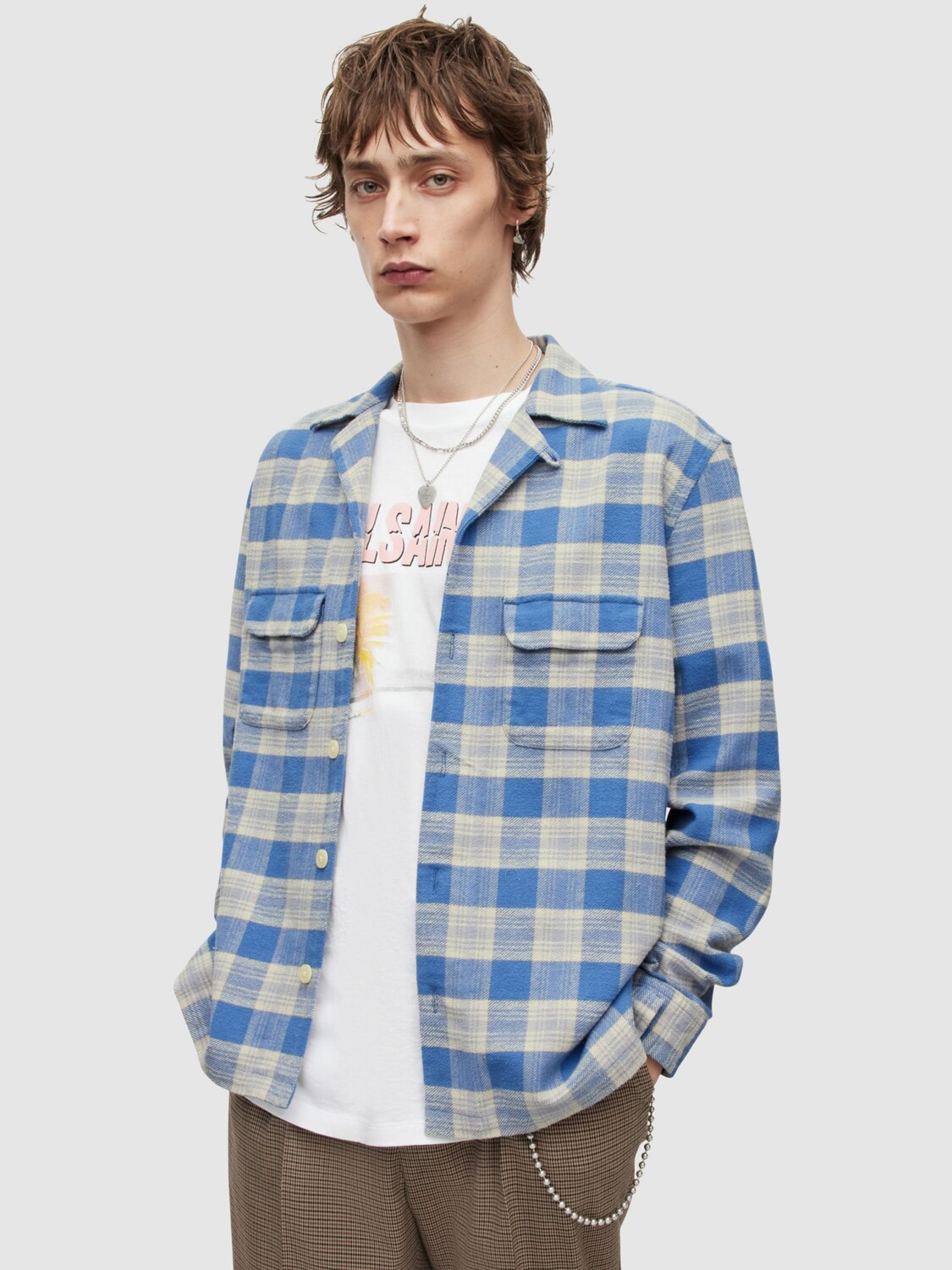 

Рубашка в клетку AllSaints My Way, синяя