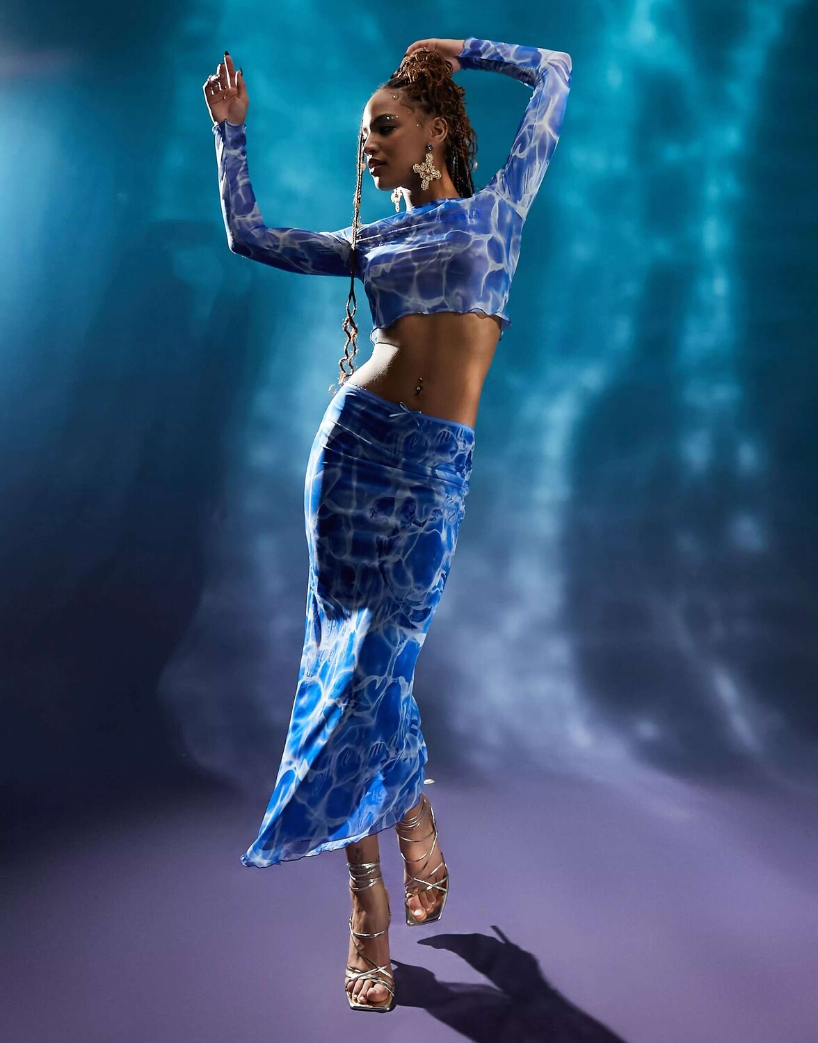 

ASOS — Юбка в сетку синего цвета с океанским принтом The Little Mermaid
