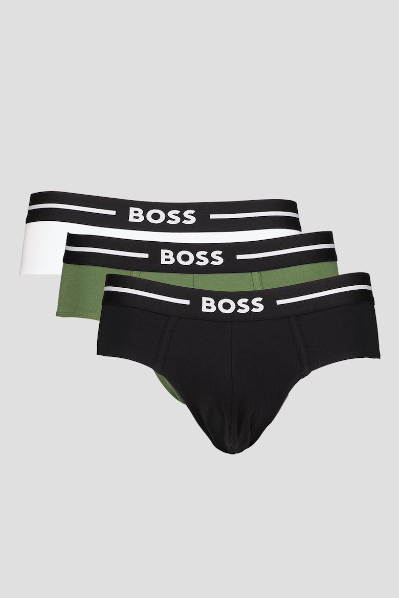 

Хлопковые трусы с логотипом - 3 пары Boss, черный
