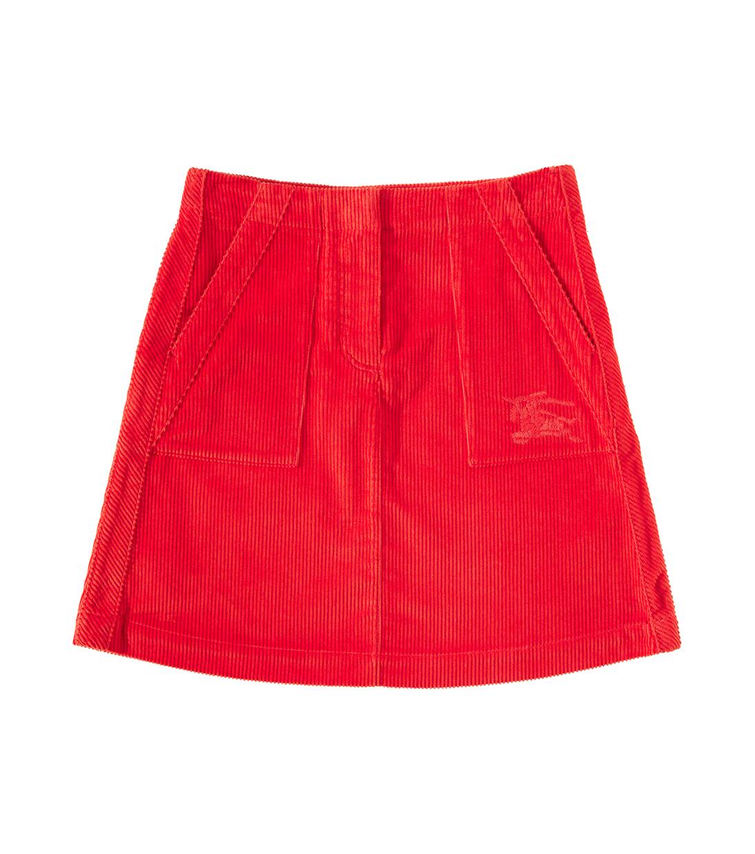 

Юбка из хлопкового вельвета EKD Burberry Kids, цвет warm coral red