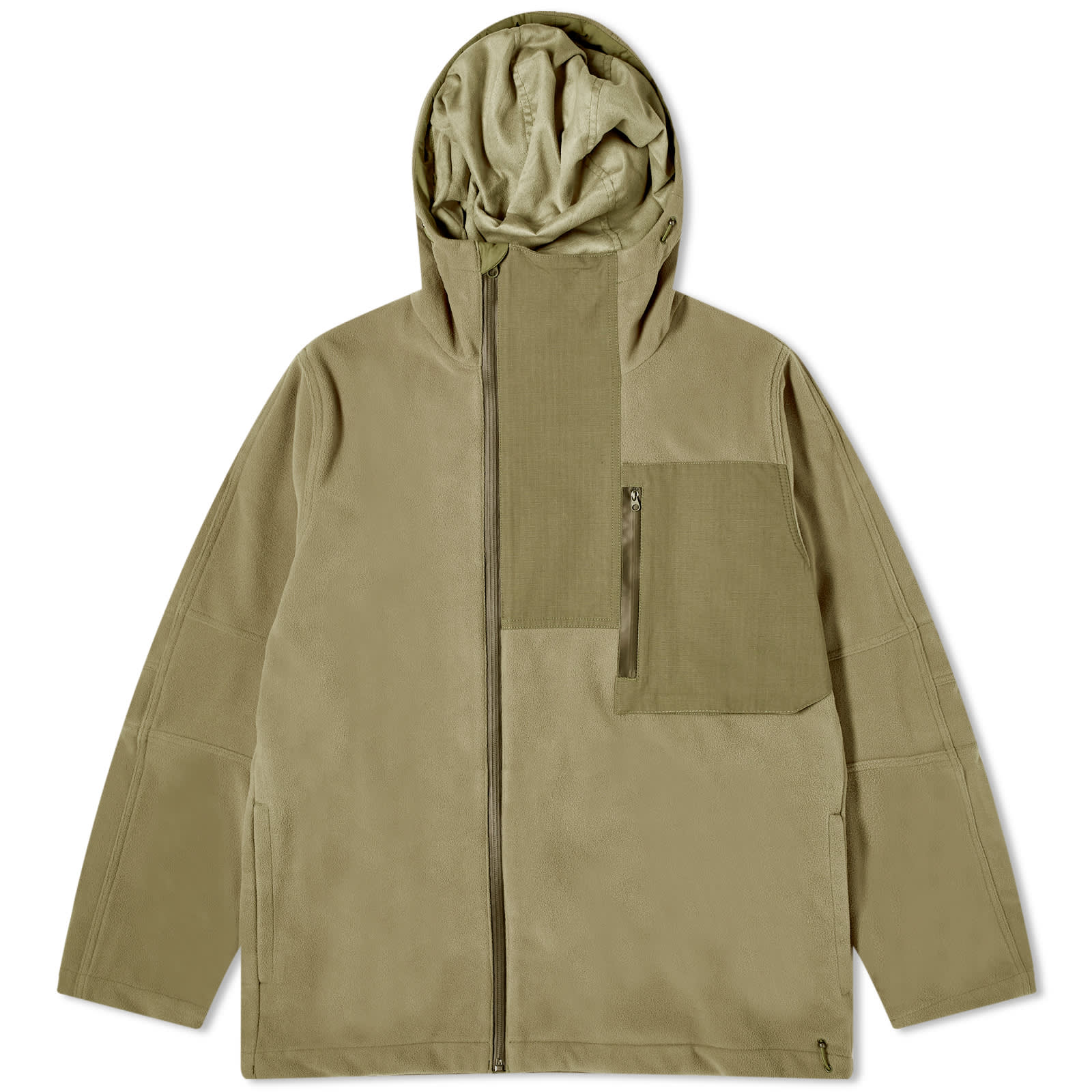 Куртка Maharishi Asym Zipped Hooded Fleece, оливковое куртка uniqlo fleece zipped бежевый
