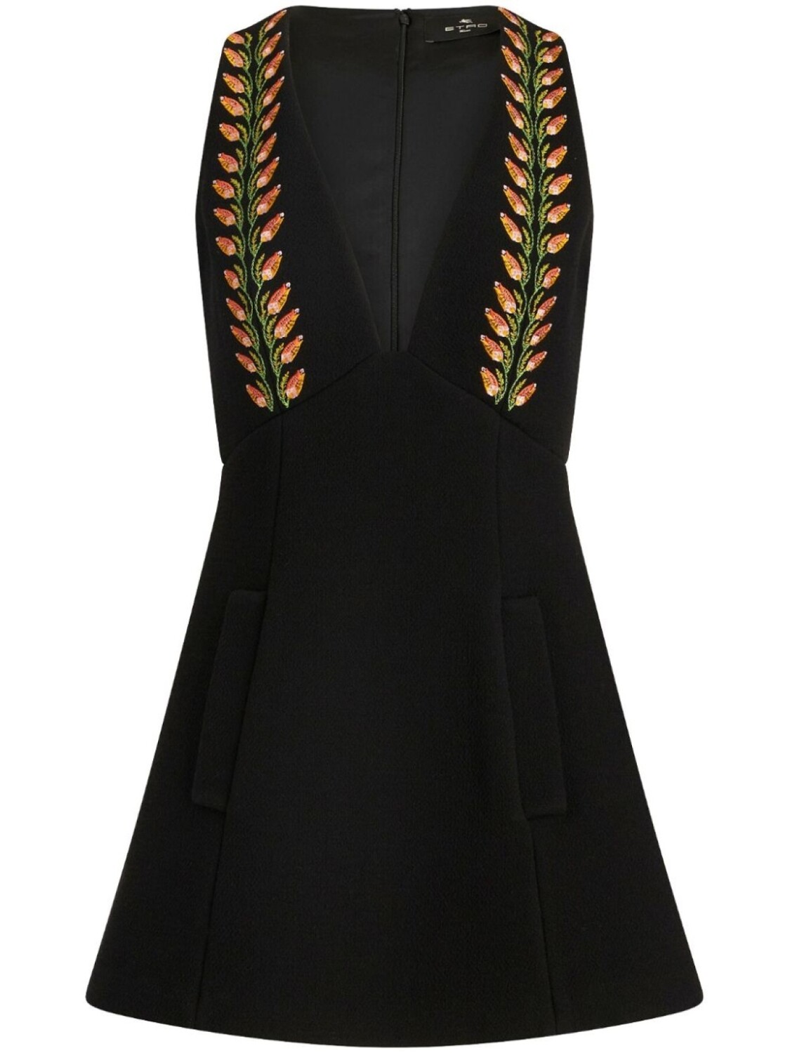 

ETRO платье с цветочной вышивкой, черный