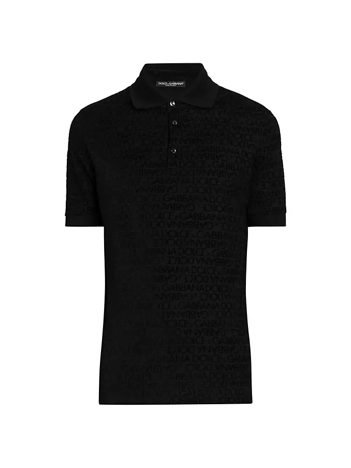 

Рубашка-поло с флокированием Dolce&Gabbana, черный