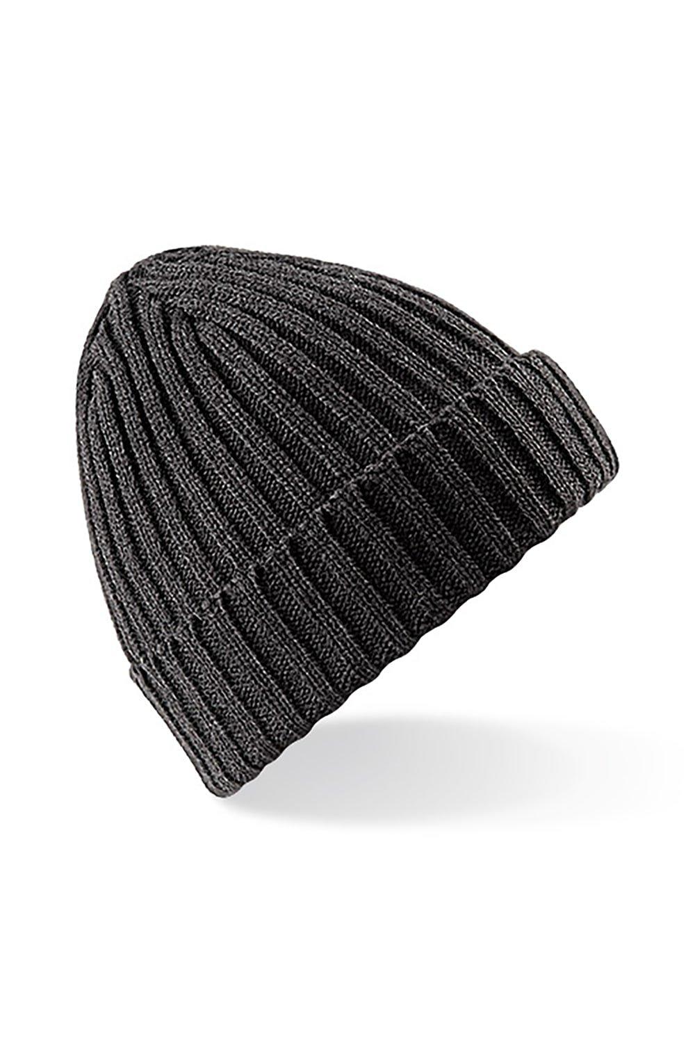 цена Зимняя массивная шапка-бини в рубчик Beechfield, серый