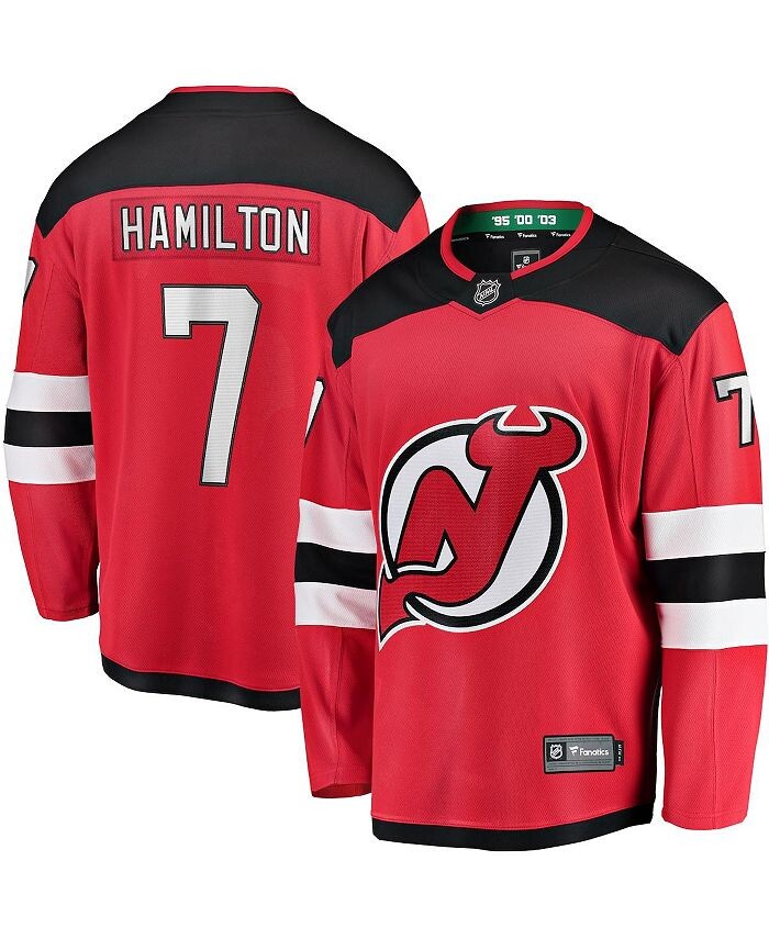 

Мужская красная футболка с логотипом Dougie Hamilton New Jersey Devils Home Premier Breakaway Player Fanatics, красный