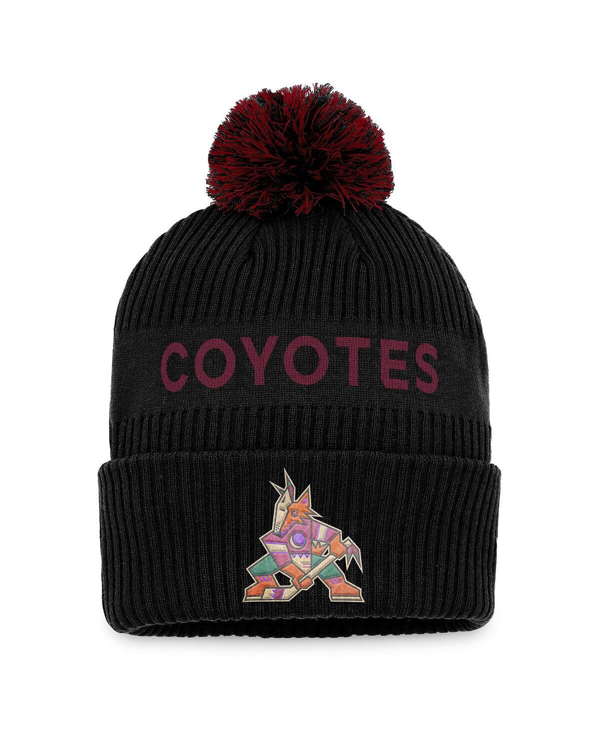 

Мужская фирменная черная, гранатовая вязаная шапка Arizona Coyotes NHL Draft 2022 Pro Authentic Pro с манжетами и помпоном Fanatics