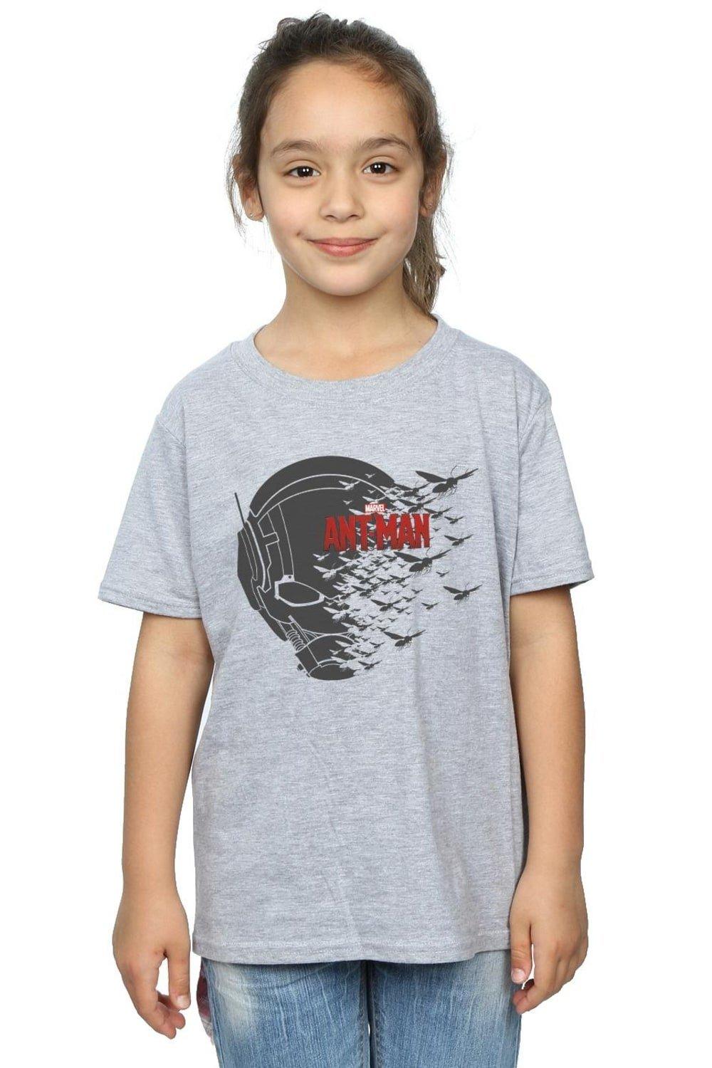 Хлопковая футболка с летающим шлемом «Человек-муравей» Marvel, серый