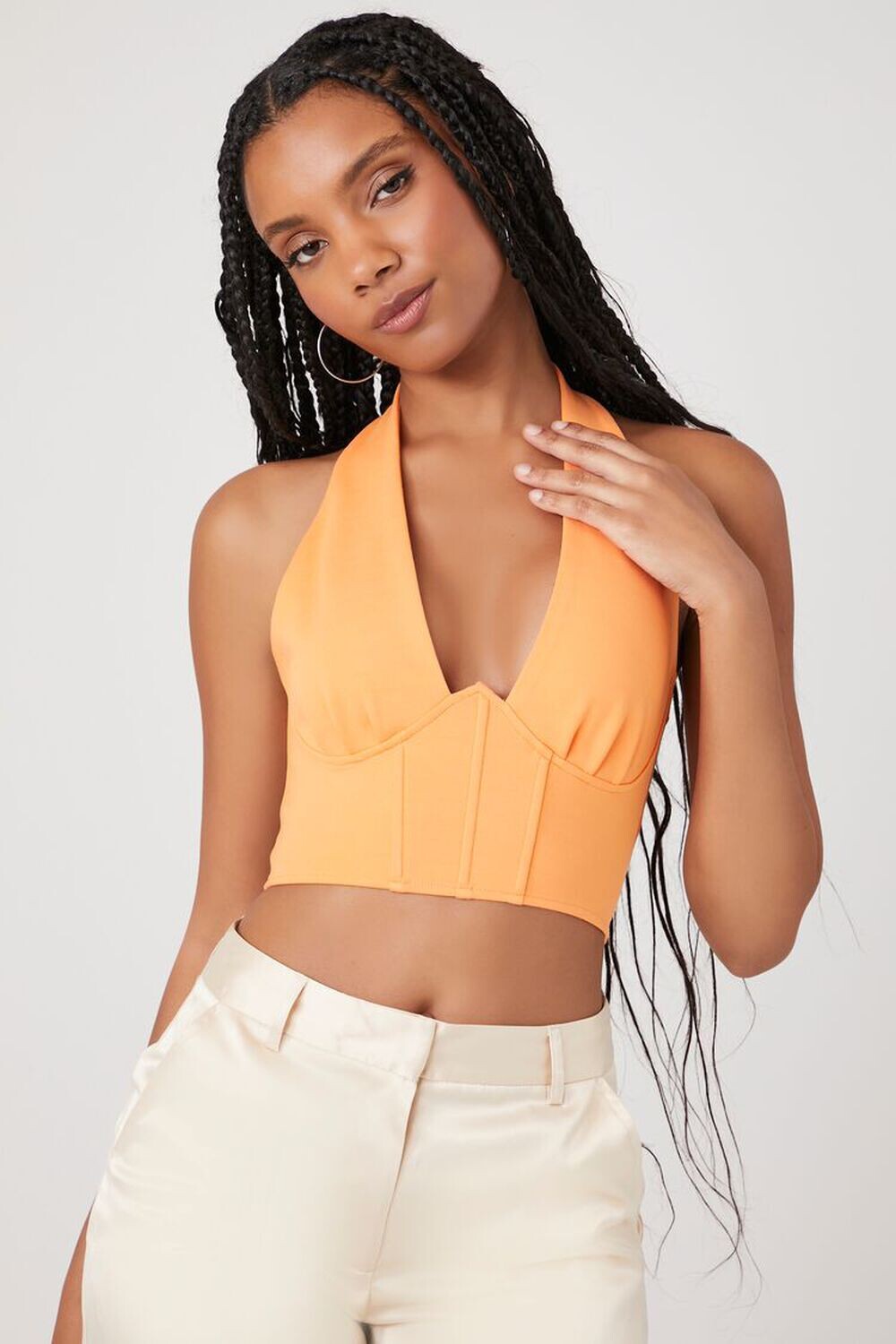 

Укороченный топ с глубоким корсетом и бретельками Forever 21