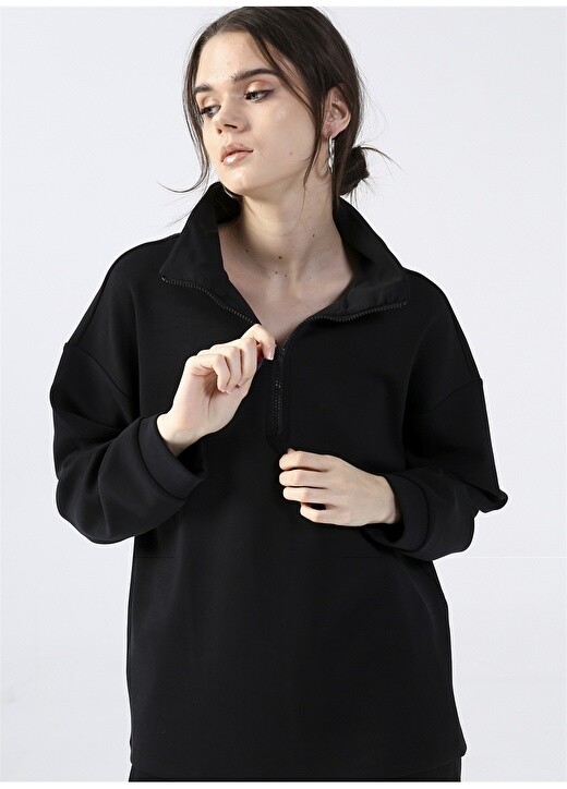 

Однотонная черная женская толстовка с высоким воротником Black On Black, Черный