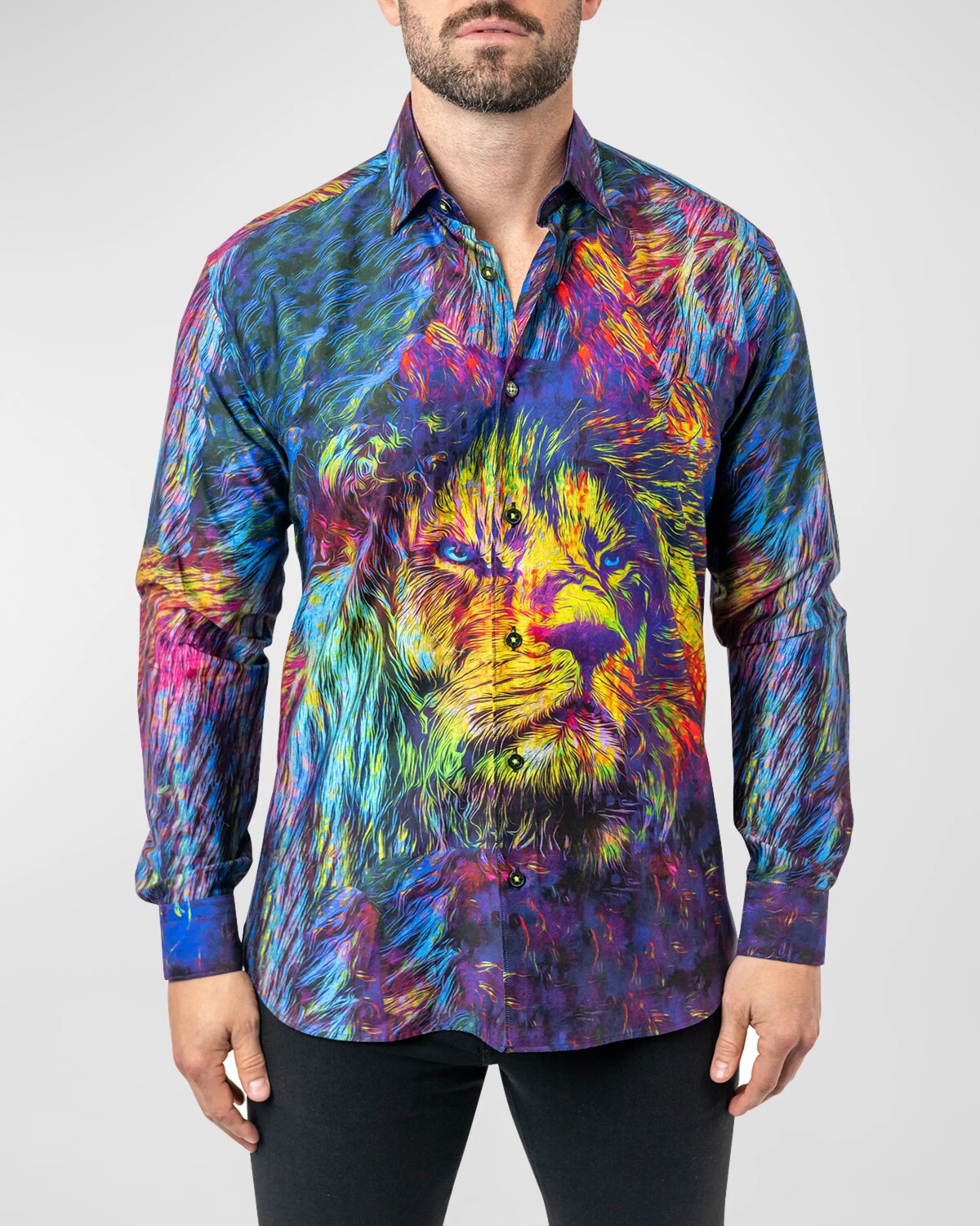 

Мужская классическая рубашка Fibonacci Lion Trip Maceoo, цвет Blue