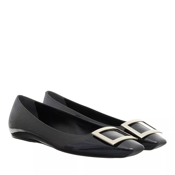 

Лоферы trompette metal buckle ballerinas in leather Roger Vivier, черный