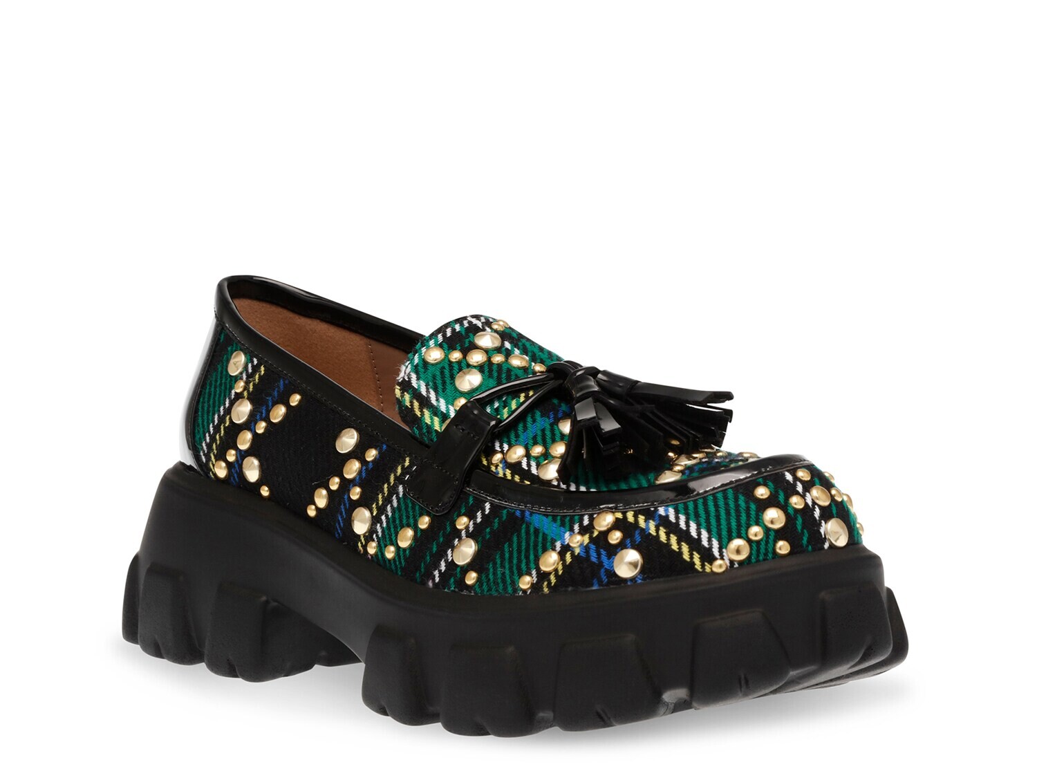 

Лоферы на платформе Betsey Johnson Aleah, зеленый/черный клетчатый принт