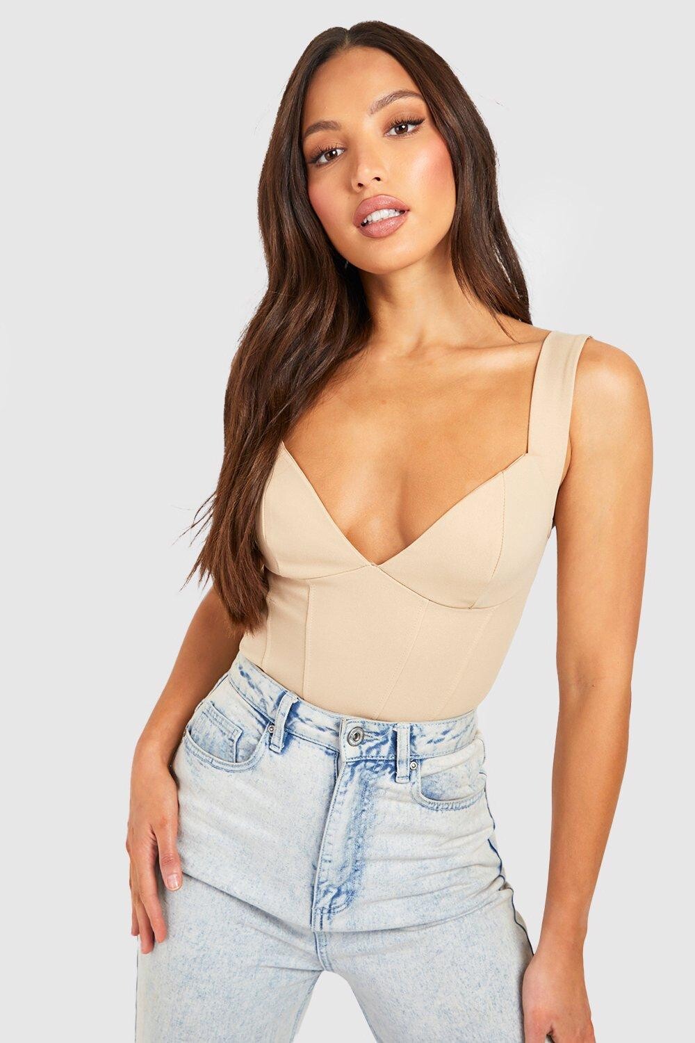 

Высокое боди с корсетом Boohoo, серый