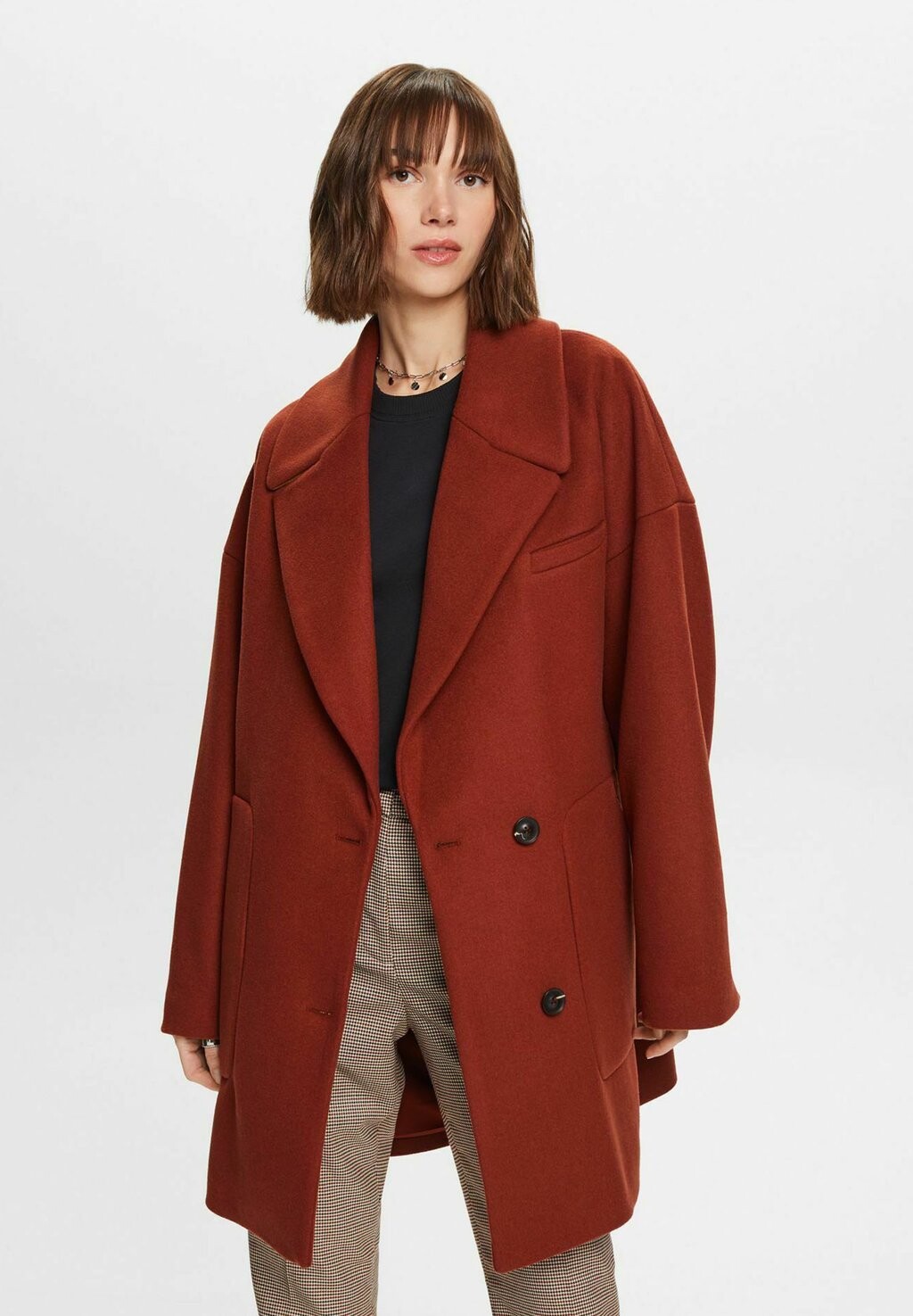 

Короткое пальто Esprit, коричневый