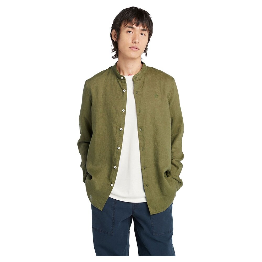 

Рубашка с длинным рукавом Timberland Mill Brook Linen Korean Collar, зеленый