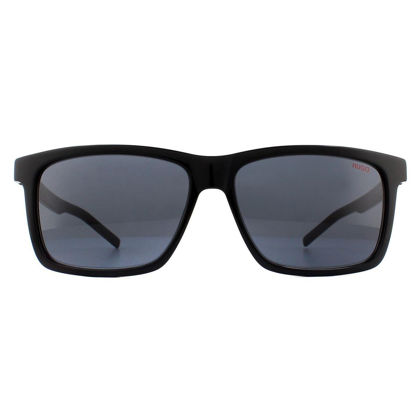 Прямоугольные черные серые солнцезащитные очки HUGO, черный