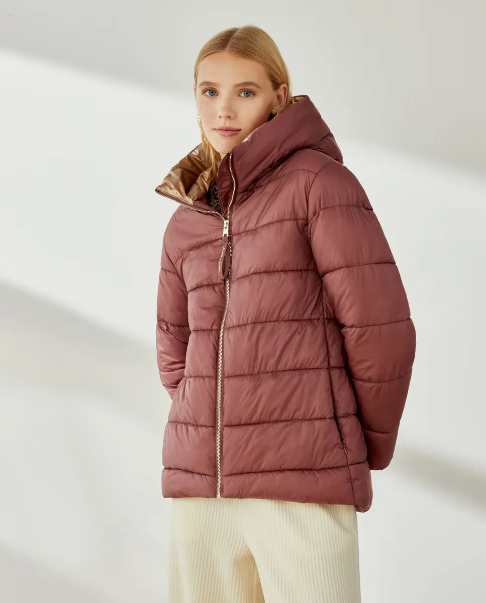 

Короткий женский пуховик с капюшоном Southern Cotton, бордовый