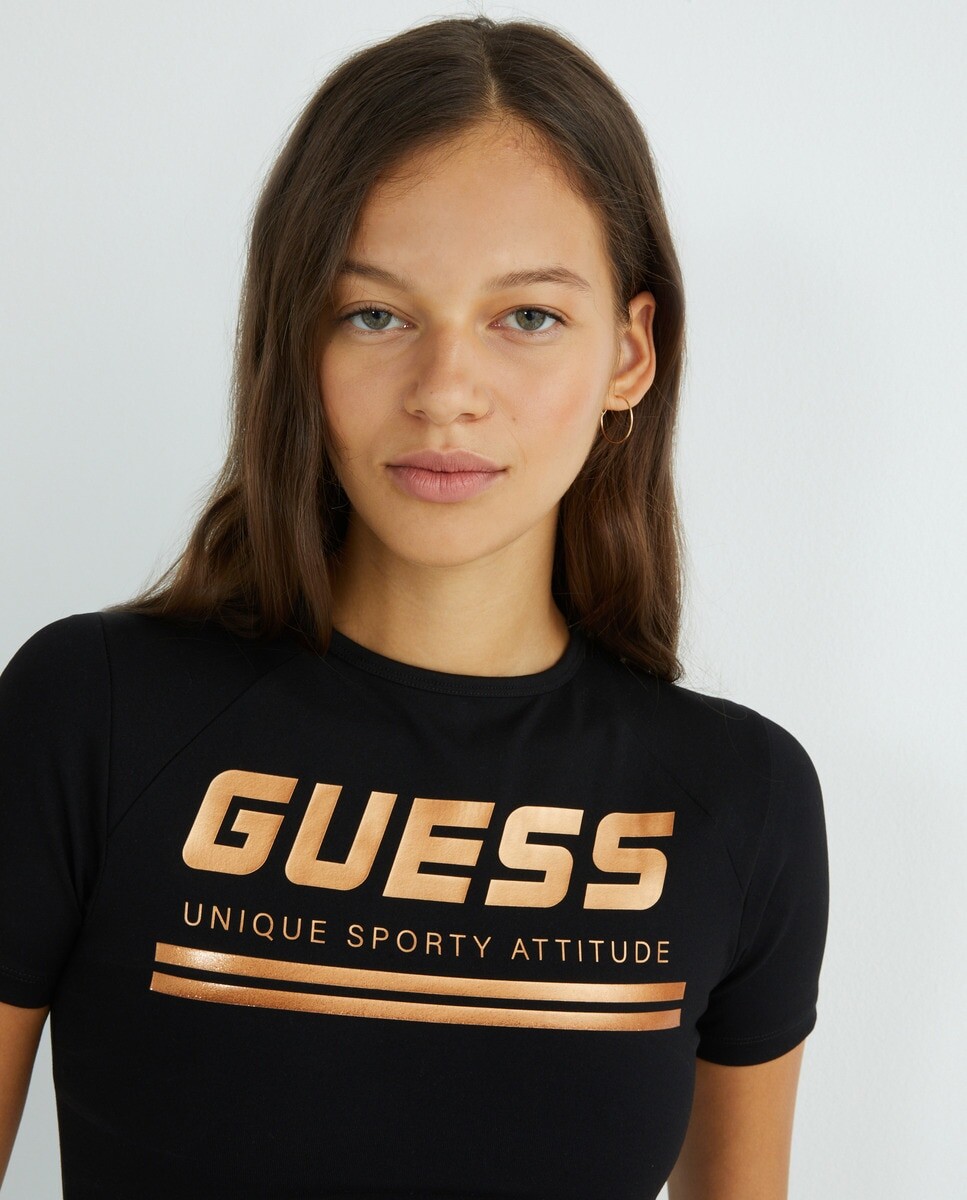 

Женский кроп-топ с короткими рукавами Guess, розовый